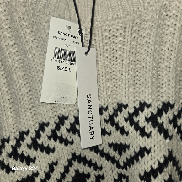 Sanctuary Fringe Detail Ribbed Pullover Sweater  Size Large - Picture 10 of 13